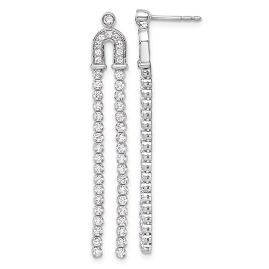 14K White Gold Lab Grown Diamond Post Dangle Earrings