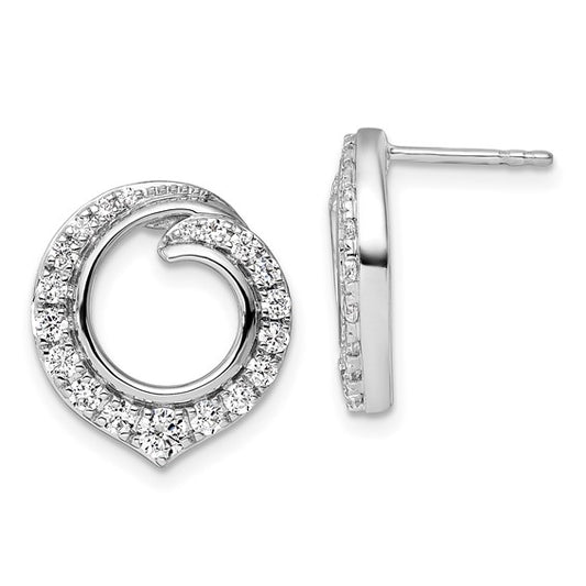 14K White Gold Lab Grown Diamond VS/SI GH, Circle Post Earrings