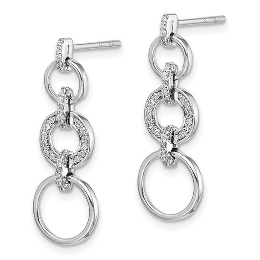 14k White Gold Diamond Fancy Dangle Earrings