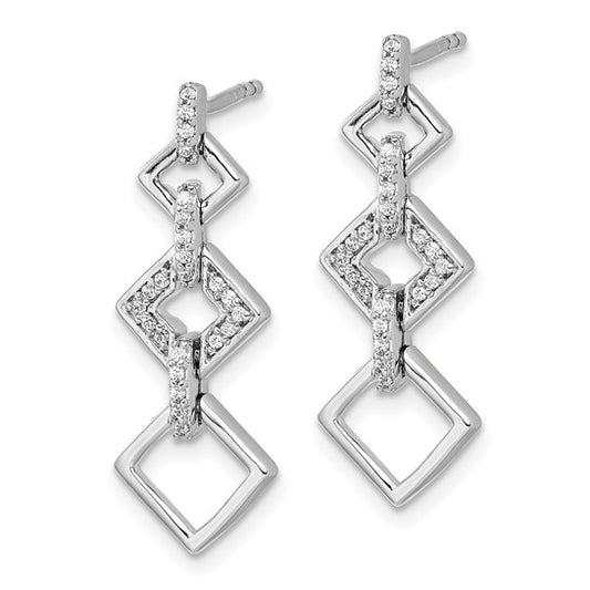 14k White Gold Diamond Fancy Dangle Earrings