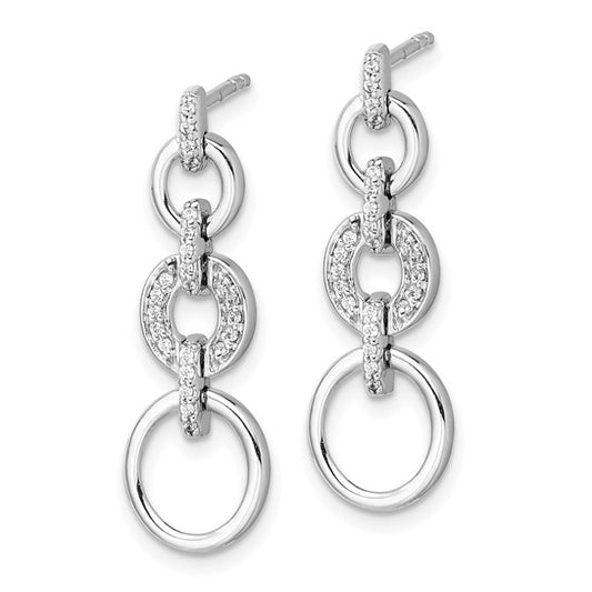 14k White Gold Diamond Fancy Dangle Earrings