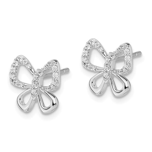 14k White Gold Diamond Butterfly Earrings