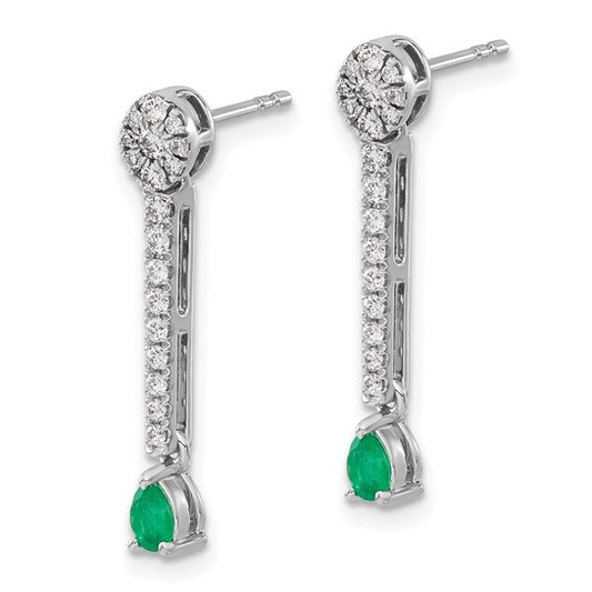 14k White Gold Diamond and Emerald Fancy Earrings