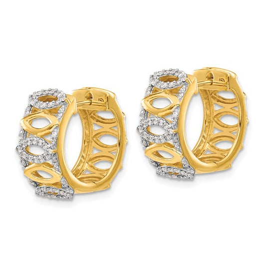 14k Diamond Fancy Hoop Earrings