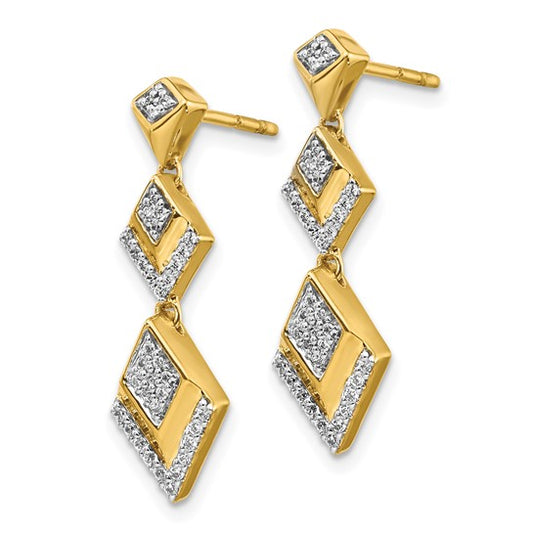 14k Diamond Fancy Post Dangle Earrings