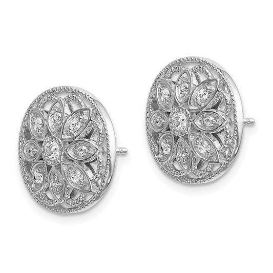 14k White Gold Diamond Fancy Floral Earrings