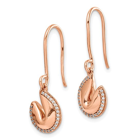 14k White Gold Diamond Fortune Cookie Earrings