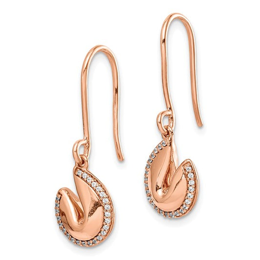 14k White Gold Diamond Fortune Cookie Earrings