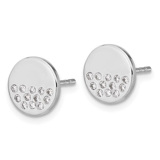 14k White Gold Diamond Fancy Circle Earrings