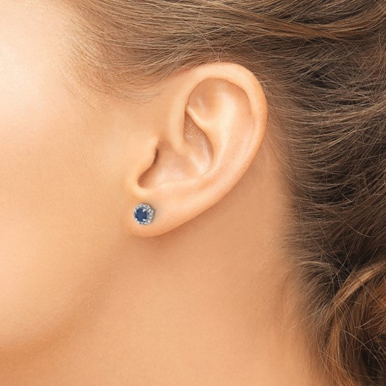 14k White Gold Diamond and Sapphire Stud with Jacket Earrings