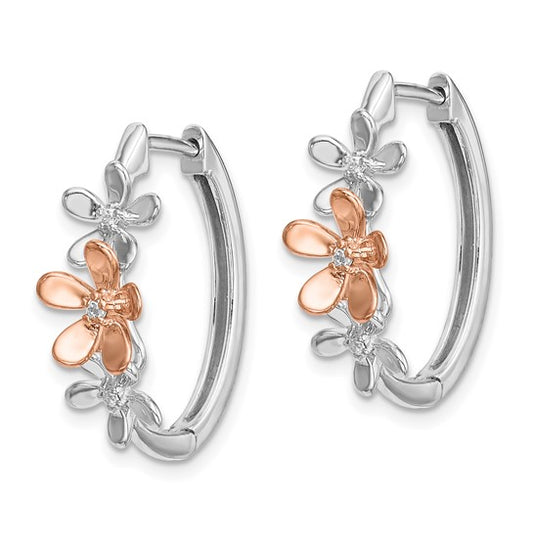 14k Rose and White Gold Diamond Earrings