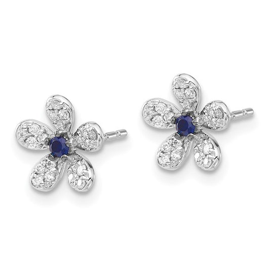 14k White Gold Diamond and Sapphire Earrings