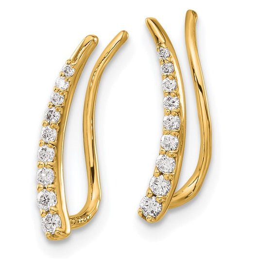14k Diamond Ear Climber Earrings