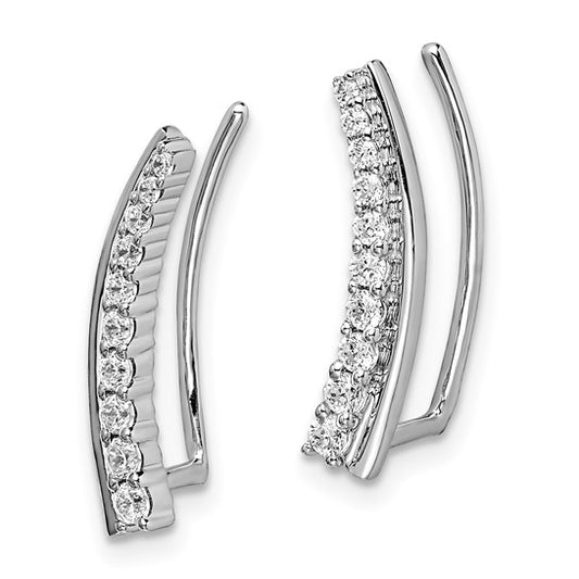 14k White Gold Diamond Ear Climber Earrings