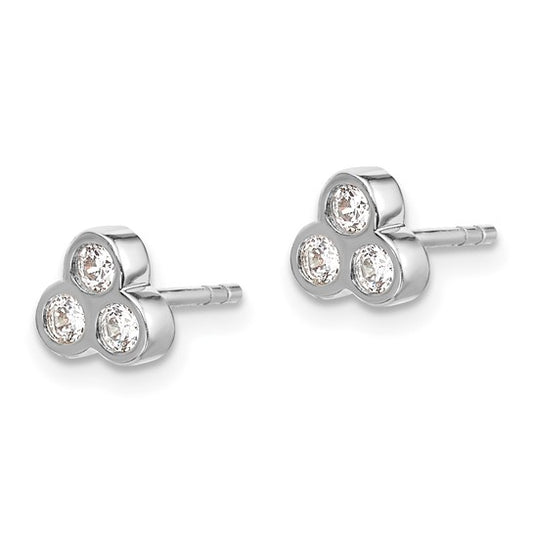 10k White Gold 3-stone Diamond Earrings