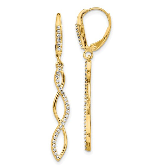 14k Diamond Leverback Earrings