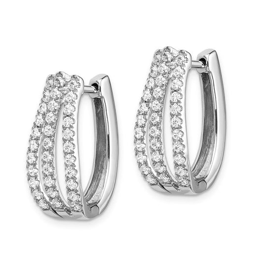 14K White Gold Lab Grown Diamond VS/SI GH, Hinged Hoop Earrings