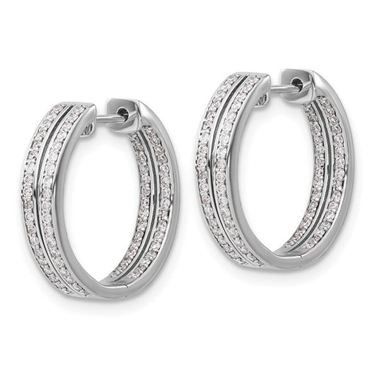 14k White Gold Diamond In/Out Hinged Hoop Earrings