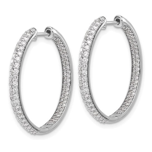 14k White Gold Diamond In/Out Hinged Hoop Earrings