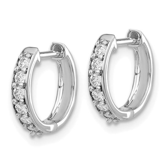 10k White Gold Diamond Hinged Hoop Earrings