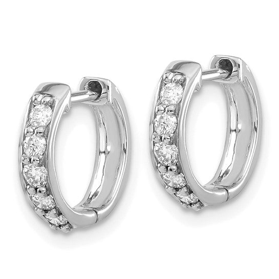 10k White Gold Diamond Hinged Hoop Earrings