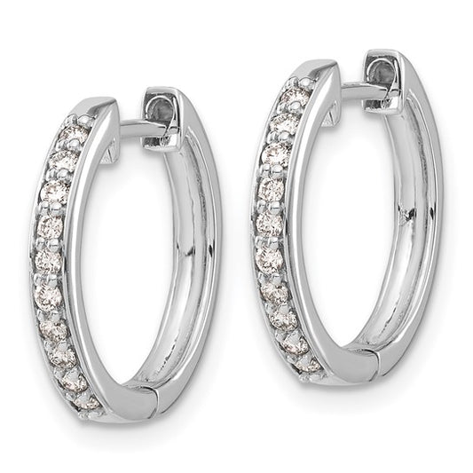14k White Gold Diamond Hinged Hoop Earrings