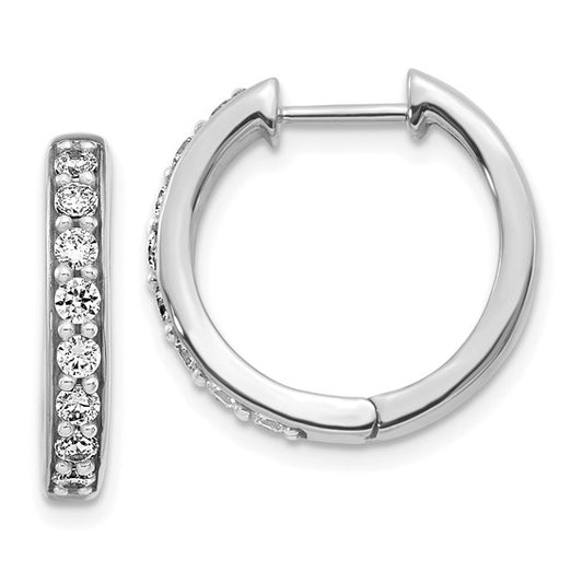 10k White Gold Diamond Hinged Hoop Earrings