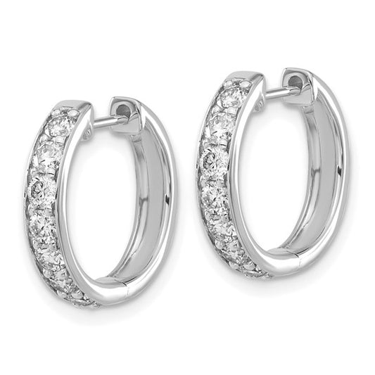10k White Gold Diamond Hinged Hoop Earrings