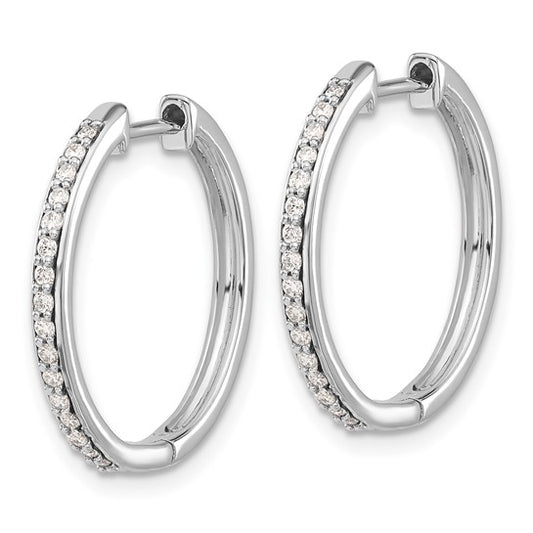 10k White Gold Diamond Hinged Hoop Earrings
