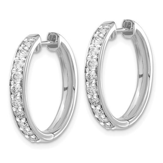 10k White Gold Diamond Hinged Hoop Earrings