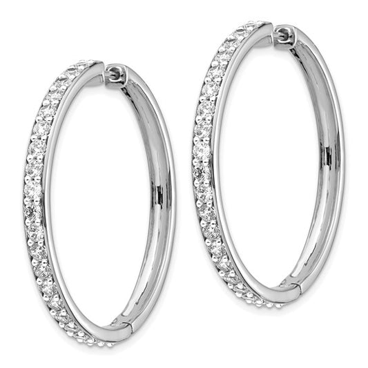 14k White Gold Diamond Hinged Hoop Earrings
