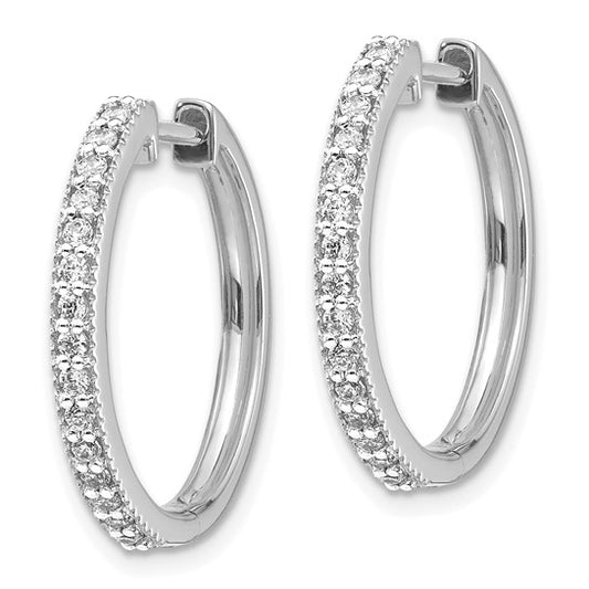 14k White Gold Diamond Milgrain Hinged Hoop Earrings