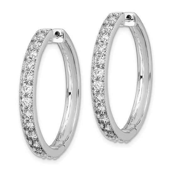14k White Gold Diamond Milgrain Hinged Hoop Earrings
