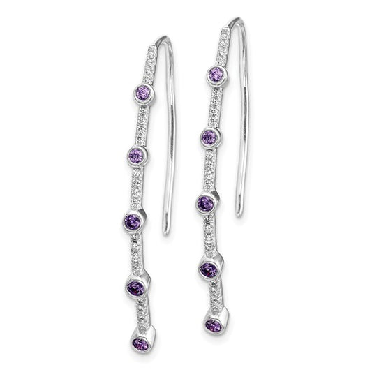 14k White Gold Diamond and Amethyst Earrings