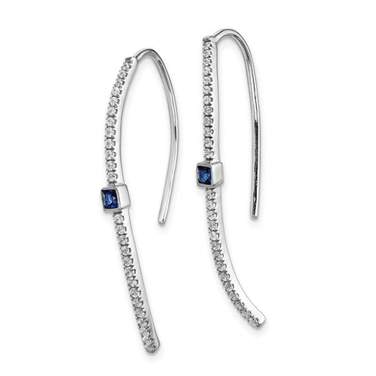 14k White Gold Diamond and Sapphire Earrings