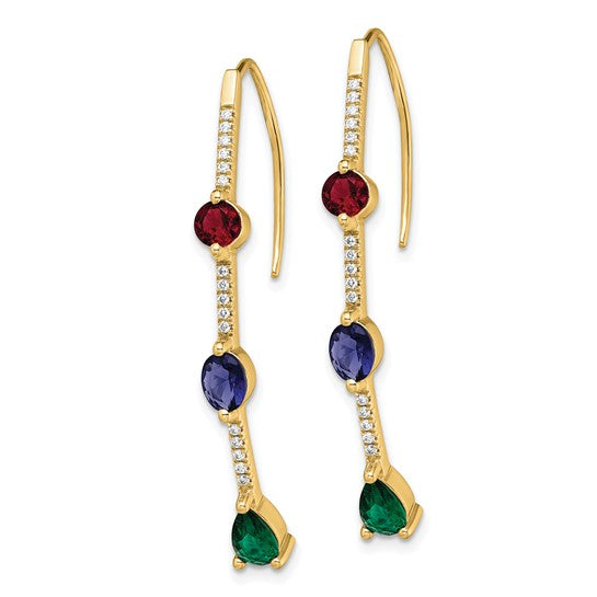 14K Lab Grown Diamond SI1/SI2, G H, Cr.Ru,EM,SA Threader Earrings