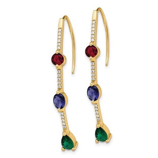 14K Lab Grown Diamond SI1/SI2, G H, Cr.Ru,EM,SA Threader Earrings