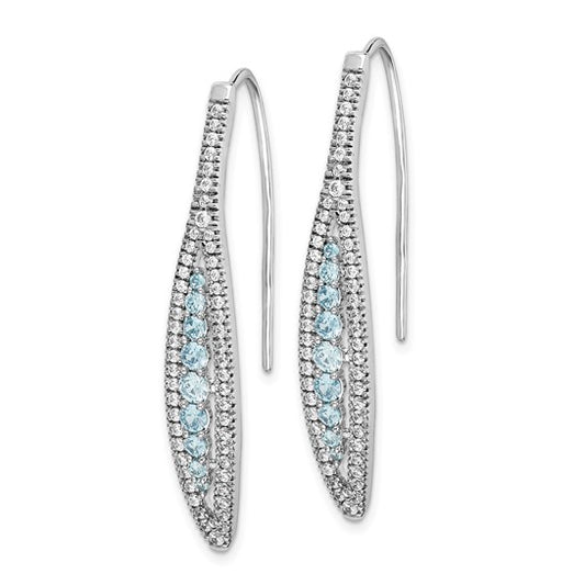 14k White Gold Diamond and Aquamarine Earrings