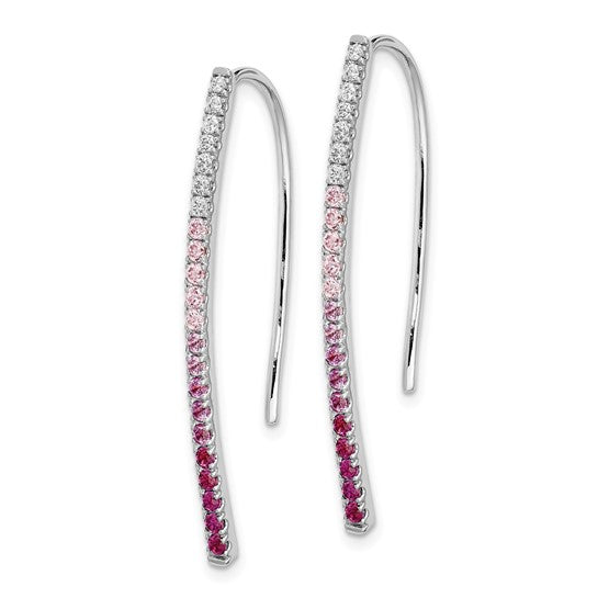 14k White Gold Diamond and Pink Sapphire Earrings