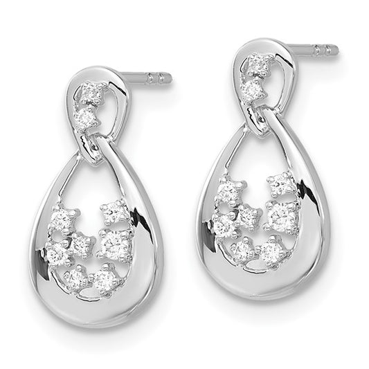14k White Gold Diamond Post Earrings