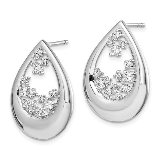 14k White Gold Diamond Post Earrings