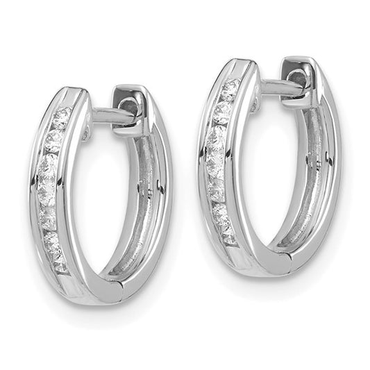 14k White Gold Diamond Hinged Hoop Earrings