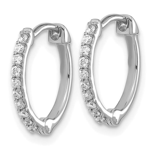 14k White Gold Diamond Hoop Earrings