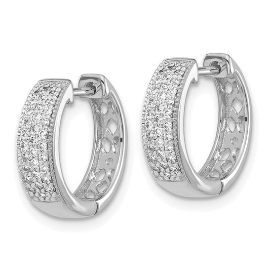 14k White Gold Diamond Hinged Hoop Earrings