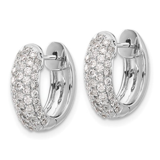 14k White Gold Diamond Hinged Hoop Earrings