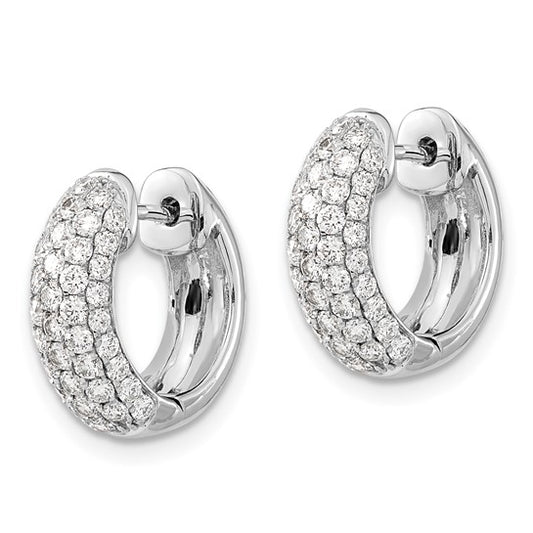 14k White Gold Diamond Hinged Hoop Earrings