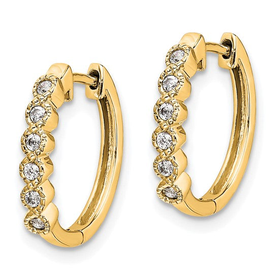 14k Diamond Hinged Hoop Earrings