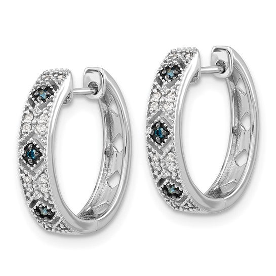 14k White Gold Polished Diamond Teardrop Dangle Post Earrings