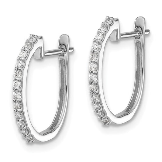 14k White Gold Diamond 1.3mm Hinged Hoop Earrings