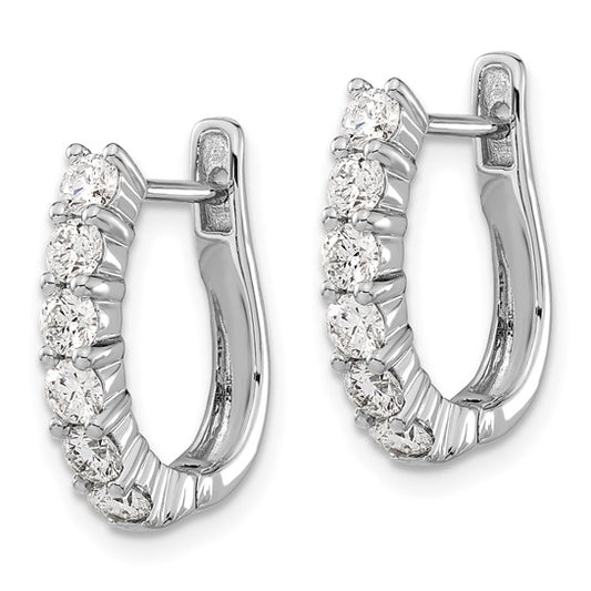 14k White Gold Diamond Hinged Hoop Earrings
